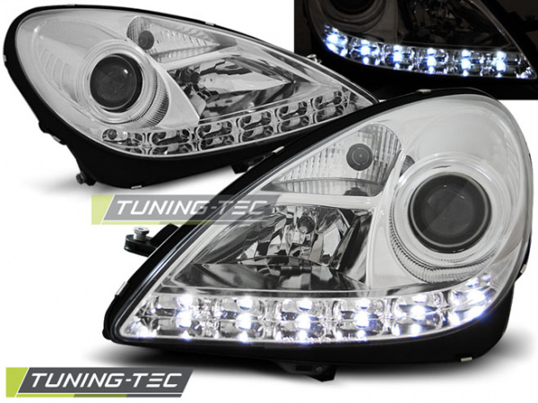 LED Tagfahrlicht Design Scheinwerfer für Mercedes Benz SLK R171 04-11 chrom